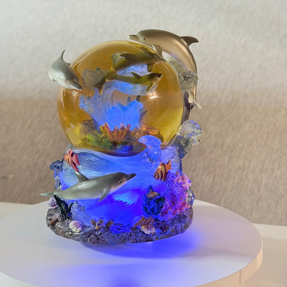 Dolphin Musical Light Up Snow Globe By The Beautiful Sea Sankyo Ocean Decor